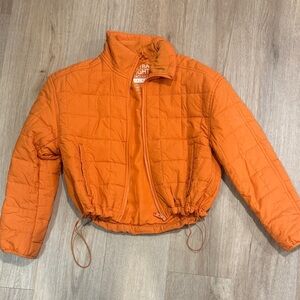 Love Tree Bright Orange Packable Quilted Zip Jacket